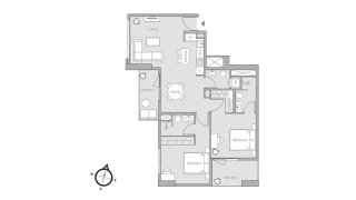 Планировка квартиры 2 спальни в ЖК V1TER № 11026