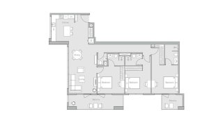 Планировка квартиры 3 спальни в ЖК V1TER № 11012